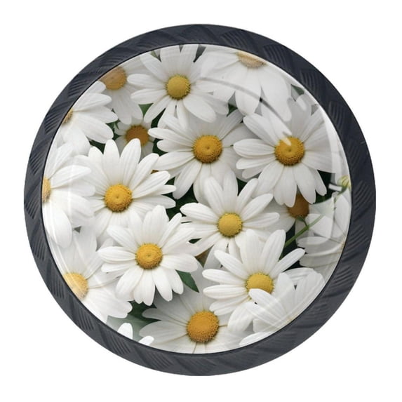 4 Pcs Daisy Knobs for Kitchen Cabinet Cupboard Dresser Bookcase Drawer Pulls Handles Round Home Decor