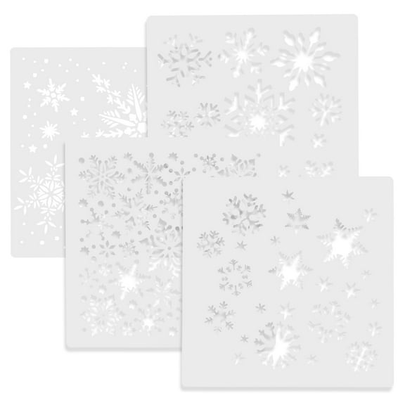 4 Pcs Decor Christmas Painting Templates DIY Stencils for Card Crafts Creative Graffiti Manual White Plastic Child