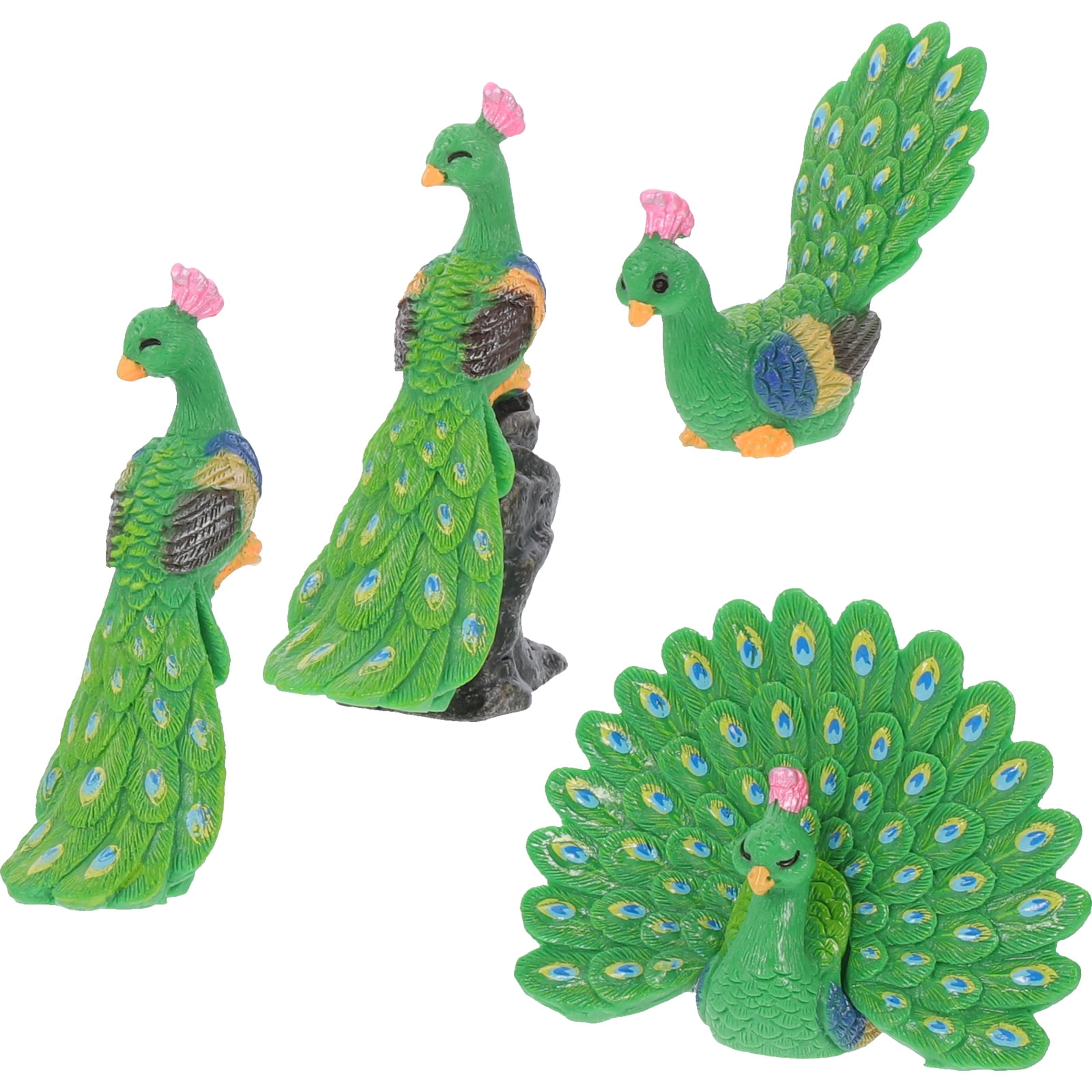 4 Pcs Decor Dollhouse Peacock Figurines Miniature Peacock Figurines ...