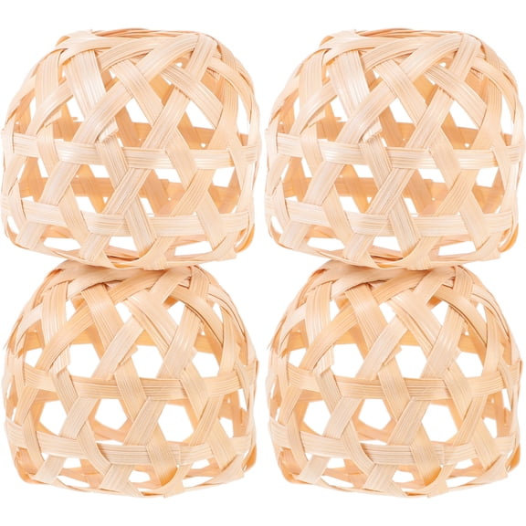 4 Pcs Woven Flower Basket Decorative Balls Pendant Garden Hanging Wicker Rattan