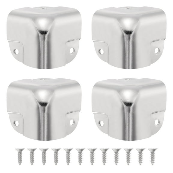 4 Pcs Decorative Box Corner Covers, 37mm Metal Edge Guard, Silver