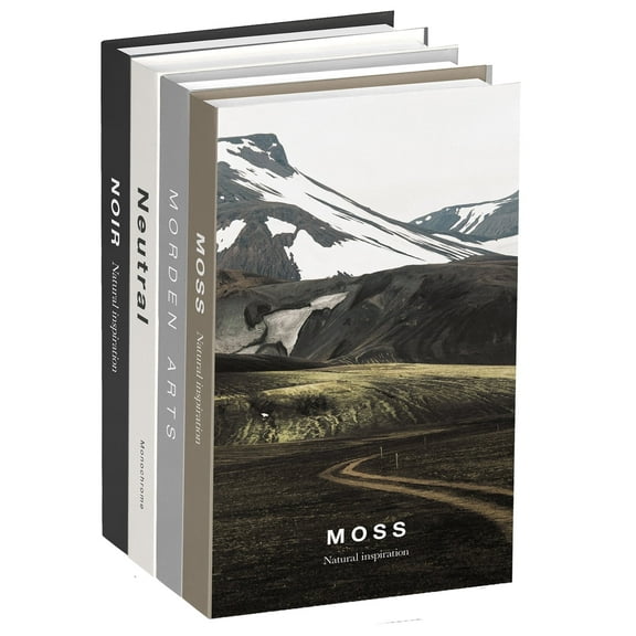 4 Pack Decorative Faux Books Set for Home Aesthetic - Luyseyha Fake Hollow Books Decor for Bookshelf Coffee Table, Living Room, Bedroom