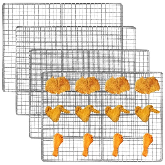 4 Pack Stainless Steel Deep Fryer Screens - BBQ Mesh Grilling Splatter Guards | Rectangular Crumb Screens for Frying & Roasting, 15.7"x11.8"