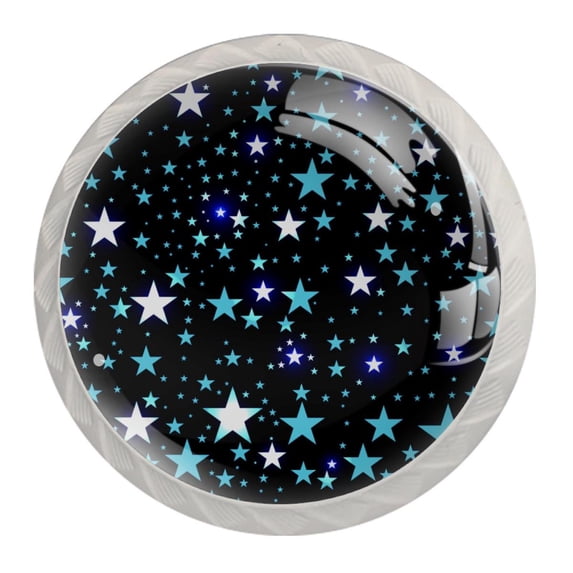 4 Pcs Deep Space Stars Knobs for Kitchen Cabinet Cupboard Dresser Bookcase Drawer Pulls Handles Round Home Decor