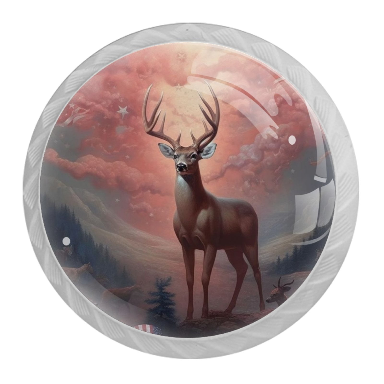 4 Pcs Deer Knobs for Kitchen Cabinet Cupboard Dresser Bookcase Drawer Pulls Handles Round Home Decor