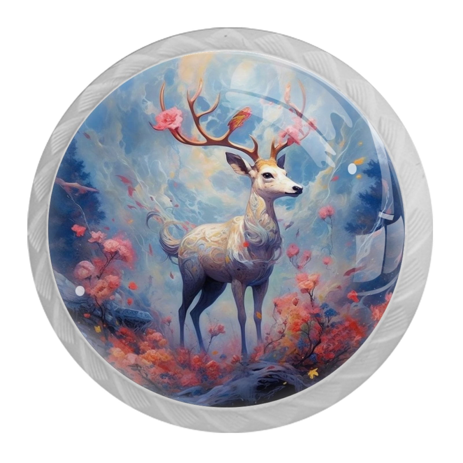 4 Pcs Deer Knobs for Kitchen Cabinet Cupboard Dresser Bookcase Drawer Pulls Handles Round Home Decor