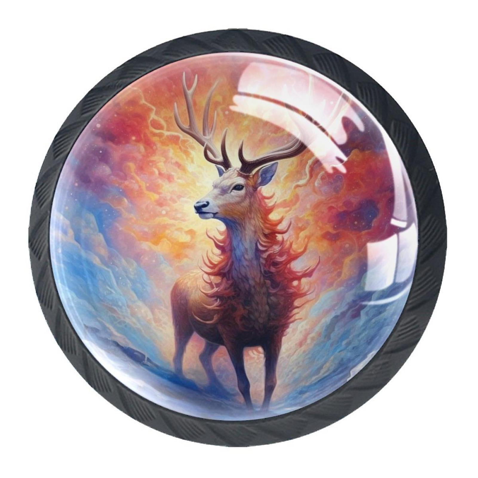 4 Pcs Deer Knobs for Kitchen Cabinet Cupboard Dresser Bookcase Drawer Pulls Handles Round Home Decor
