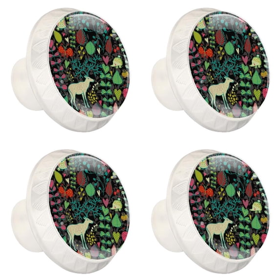 4 Pcs Deer Knobs for Kitchen Cabinet Cupboard Dresser Bookcase Drawer Pulls Handles Round Home Decor