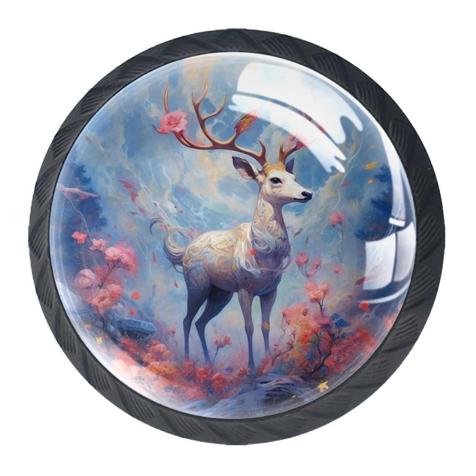 4 Pcs Deer Knobs for Kitchen Cabinet Cupboard Dresser Bookcase Drawer Pulls Handles Round Home Decor