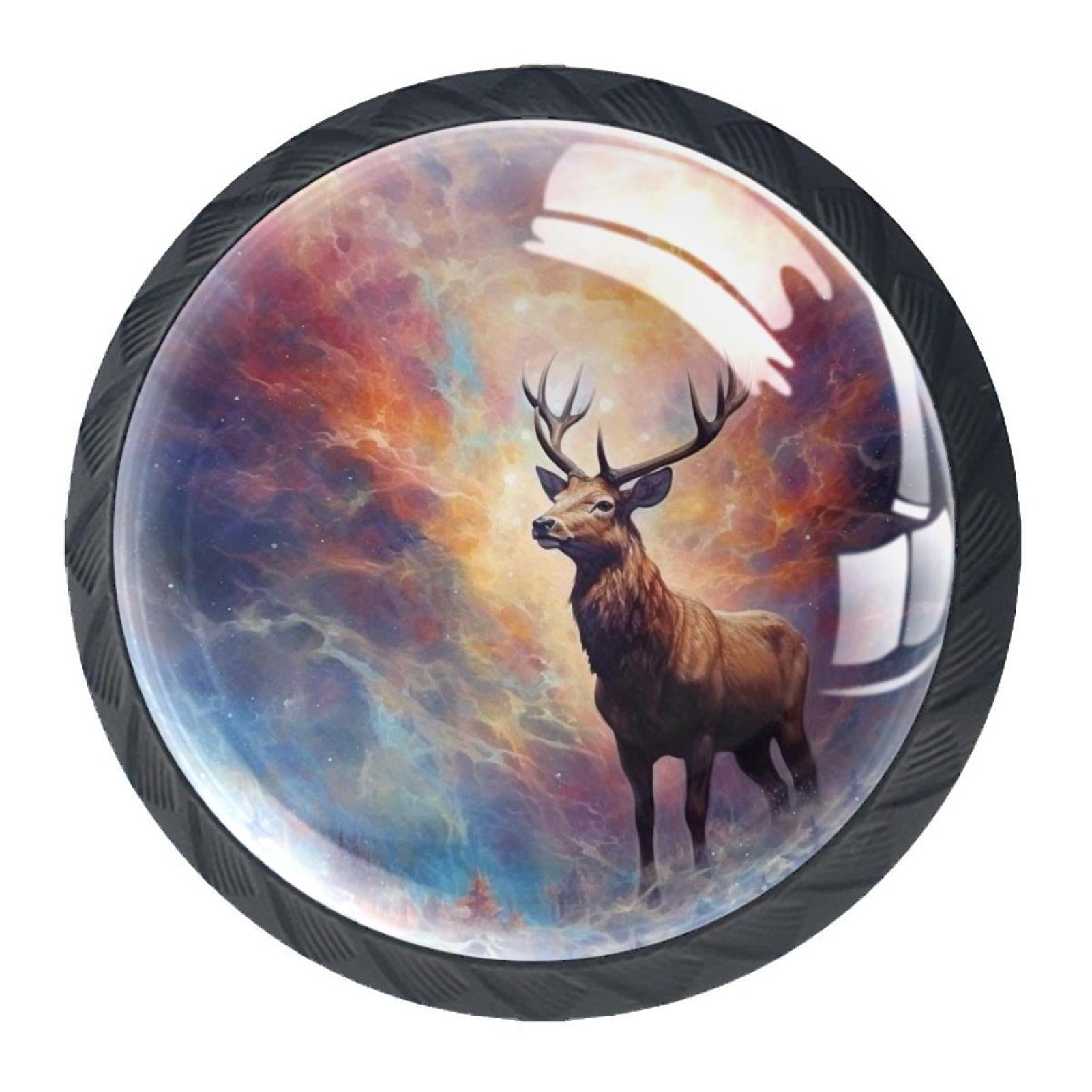 4 Pcs Deer Knobs for Kitchen Cabinet Cupboard Dresser Bookcase Drawer Pulls Handles Round Home Decor