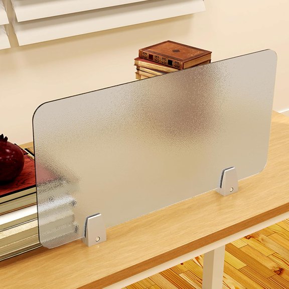 4 Pcs Desk Divider Privacy Panel 23.6 x 15.8 Inch Counter Desk Acrylic Panel Holder Free Standing Privacy Shield Work Station Desk Divider Partition for Offices Schools Call Centers (Frosting)