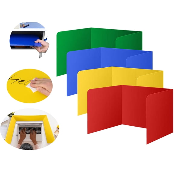 4 Pcs Desk Dividers For Students Plastic Durable And Colored Privacy Folders Test Dividers With Classroom Privacy Boards For Study Teacher Supplies90046