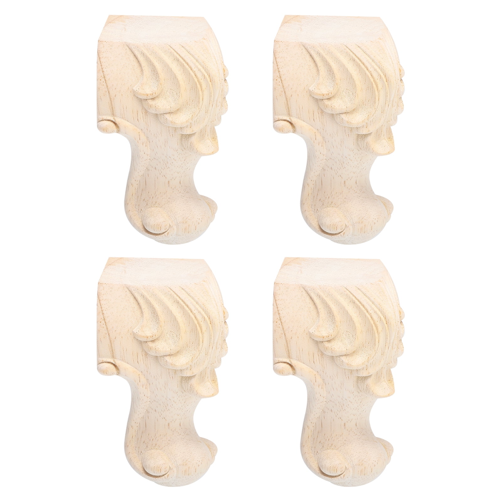 4 Pcs Desk Legs Furniture Replacements Wooden Carved Table Sofa
