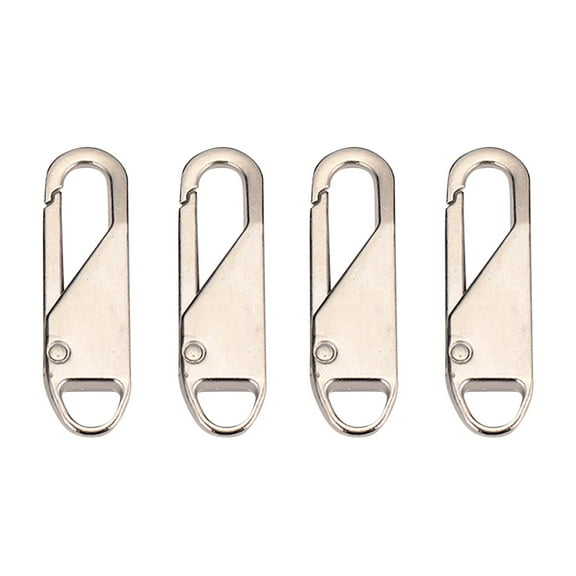 4 Pcs Detachable Zipper Pull,1.46 inch Zipper Pull Tab Slider Heads,Metal Replacement Zipper Puller,Zipper Repair Kit for Luggage,Jackets,Backpacks,Purse,Coat,Zipper Pull Replacement,(Silver)