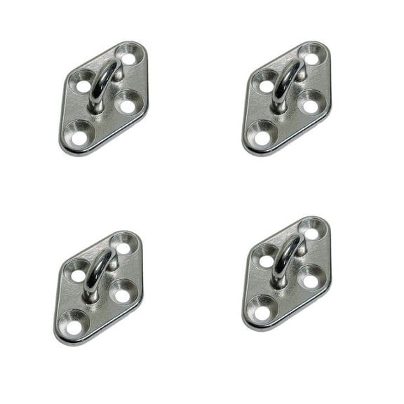 4 Pcs Diamond Pad Eye Plate 1/4" 304 Stainless Steel for Hammock,Rigging Boat Deck