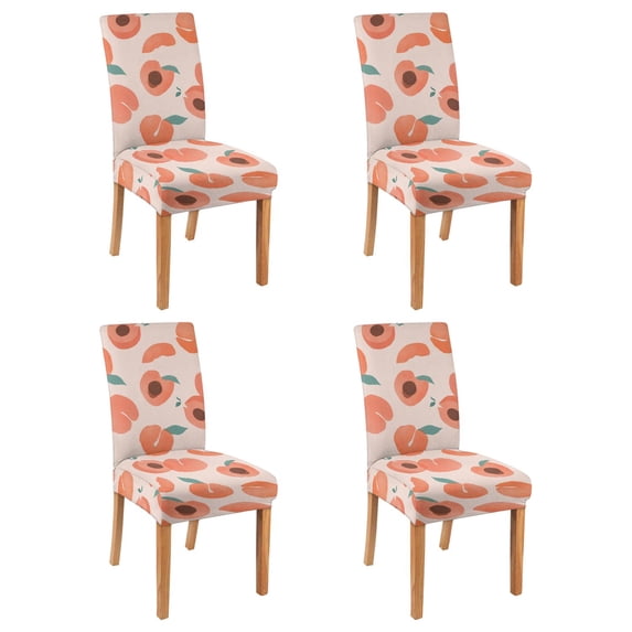 4 Pcs Dining Chair Slipcover Stretch Dining Chair Cover Removable Washable Chair Seat Protector Cover for Home Party Hotel Wedding Ceremony, Universal Size (peach Fruits)