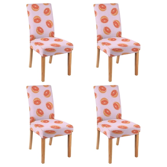 4 Pcs Dining Chair Slipcover Stretch Dining Chair Cover Removable Washable Chair Seat Protector Cover for Home Party Hotel Wedding Ceremony, Universal Size (grapefruit Fruit)