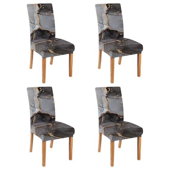 4 Pcs Dining Chair Slipcover Stretch Dining Chair Cover Removable Washable Kitchen Chair Slipcovers for Home Party Hotel Wedding Ceremony, Universal Size (black & Gold Marble)