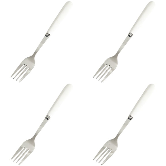 4 Pcs Dinner Forks Set of 4, 7.5 x 0.9 in / 19 x 2.3 cm 4-Tine Ceramic Handle Stainless Steel Dinner Forks with White Stylish Handle for Main Course, Fruit, Dessert, Tableware for Home
