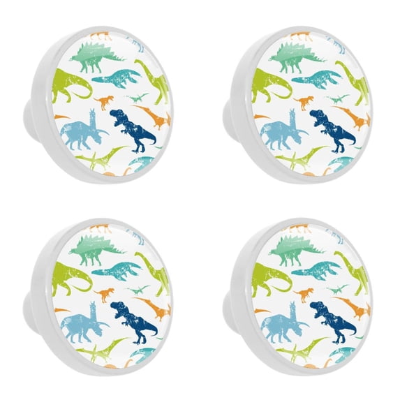 4 Pcs Dinosaur Knobs for Kitchen Cabinet Cupboard Dresser Bookcase Drawer Pulls Handles Round Home Decor
