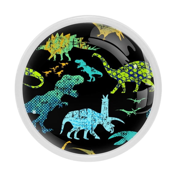 4 Pcs Dinosaur Knobs for Kitchen Cabinet Cupboard Dresser Bookcase Drawer Pulls Handles Round Home Decor
