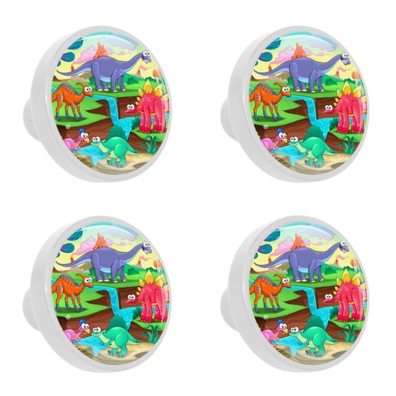 4 Pcs Dinosaur Knobs for Kitchen Cabinet Cupboard Dresser Bookcase Drawer Pulls Handles Round Home Decor