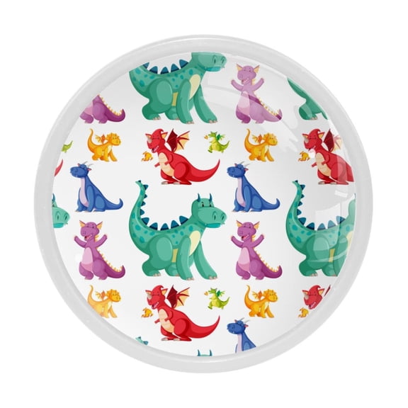4 Pcs Dinosaur Knobs for Kitchen Cabinet Cupboard Dresser Bookcase Drawer Pulls Handles Round Home Decor
