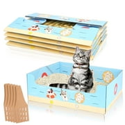 4 Pcs Disposable Litter Boxes for Cats, Foldable Cat Litter Box with Scoop, Portable Double Layer Waterproof Litter Tray for Cats Small Pets, 15 x 11.4 x 4.7inch, Leak Resistant