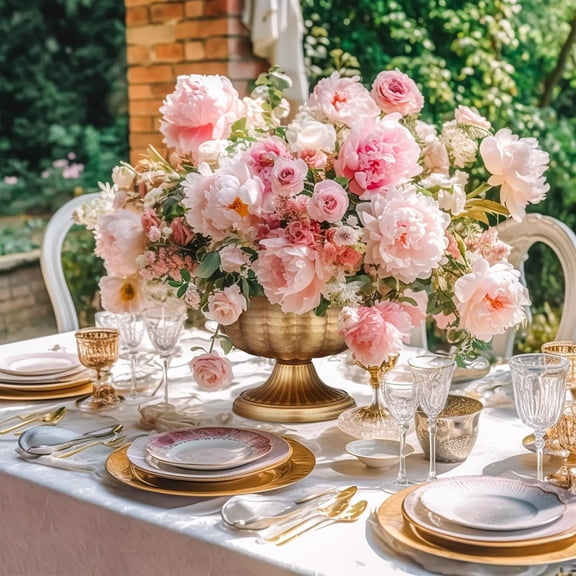 4 Pcs Distressed Vintage Gold Compote Vase Set - Antique Metal Centerpiece Bowl for Wedding Event Home Decor Indoor Outdoor