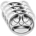 thumbnail image 1 of 4 Pcs Divider Plates, Stainless Steel Panda Plates with Dividers for Picky Eaters, Lunch, Camping, Dishwasher Safe, 1 of 6