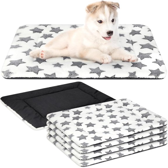4 Pcs Dog Crate Pads, Ultra Soft Warm Washable Anti-Slip Kennel Bed Mat for Pets, Reversible, Replaceable, Cozy Cage Liner for Small Medium Large Dogs and Cats(18 x 24 x 1.6 Inch,White)