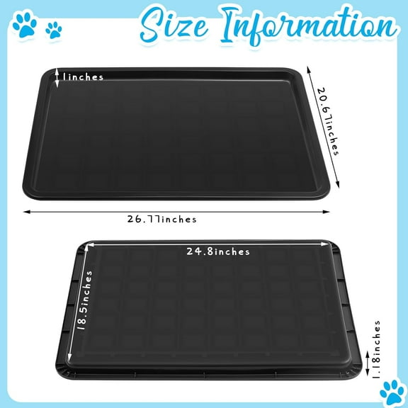 4 Pcs Dog Crate Tray Replacement 27 x 20.5 Inches, Kennel Pan Black Plastic Bottom Floor Liners for Cat Rabbit Pets Training Cages Food Bowls Holders Accessories