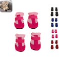 thumbnail image 1 of 4 Pcs Dog Mesh Shoes, Breathable Pet Booties with Adjustable Strap, Anti‑Slip Paw Protector for Small Dogs Pink L, 1 of 10