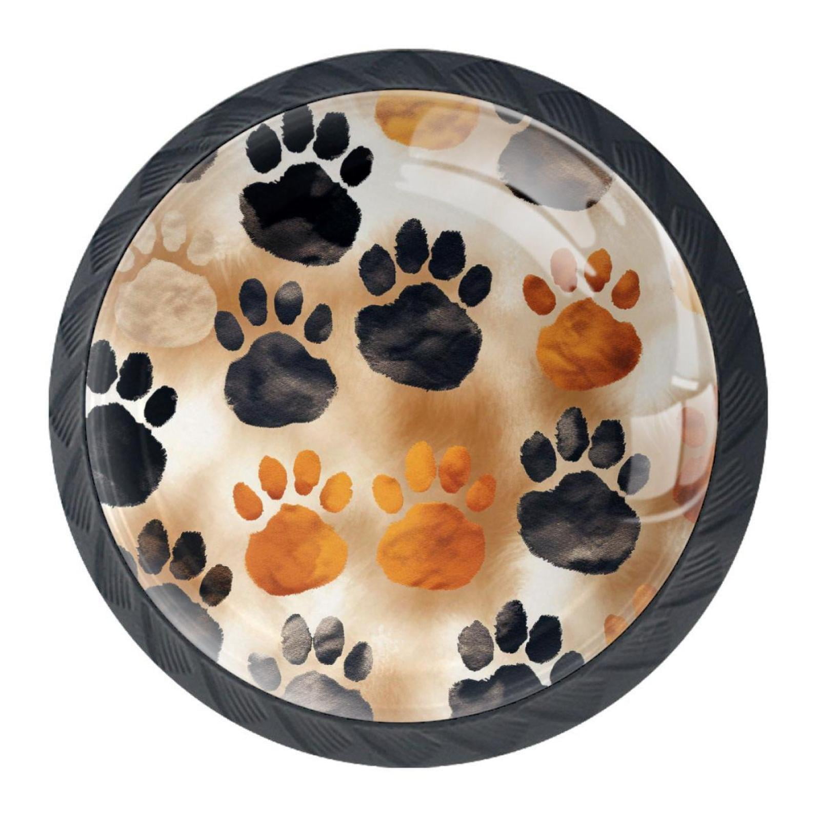 4 Pcs Dog Paw Prints Knobs for Kitchen Cabinet Cupboard Dresser Bookcase Drawer Pulls Handles Round Home Decor