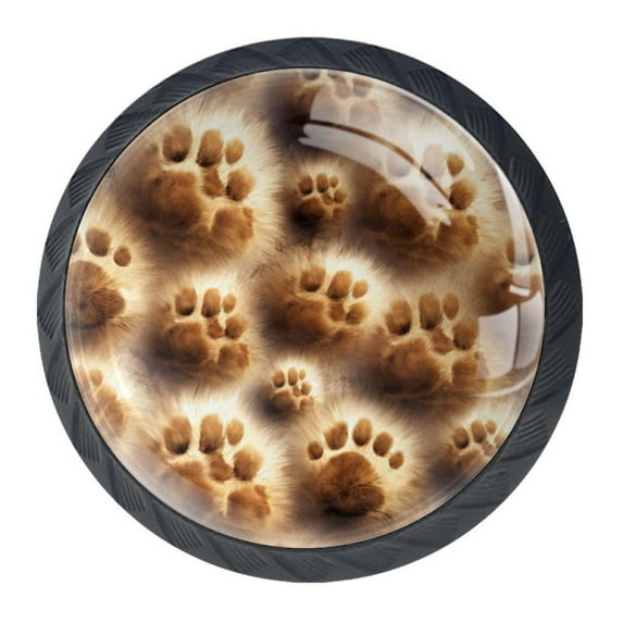4 Pcs Dog Paw Prints Knobs for Kitchen Cabinet Cupboard Dresser Bookcase Drawer Pulls Handles Round Home Decor