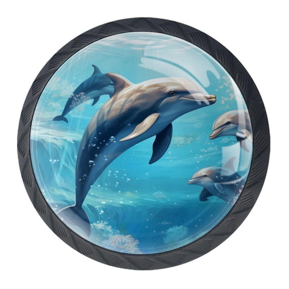 4 Pcs Dolphin Knobs for Kitchen Cabinet Cupboard Dresser Bookcase Drawer Pulls Handles Round Home Decor