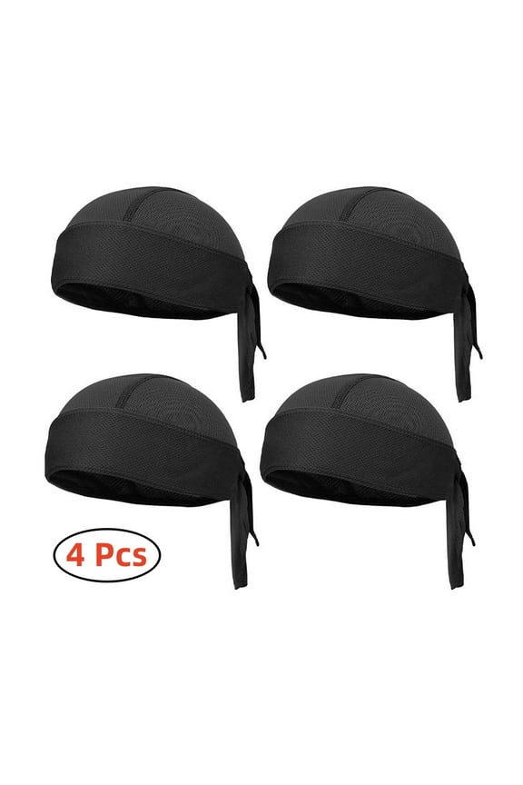 4 Pcs Sweat Wicking Doo Rag Cooling Dew Rag Helmet Liner Hat Large Motorcycle Head Wrap Bandana Skull Caps for Men and Women