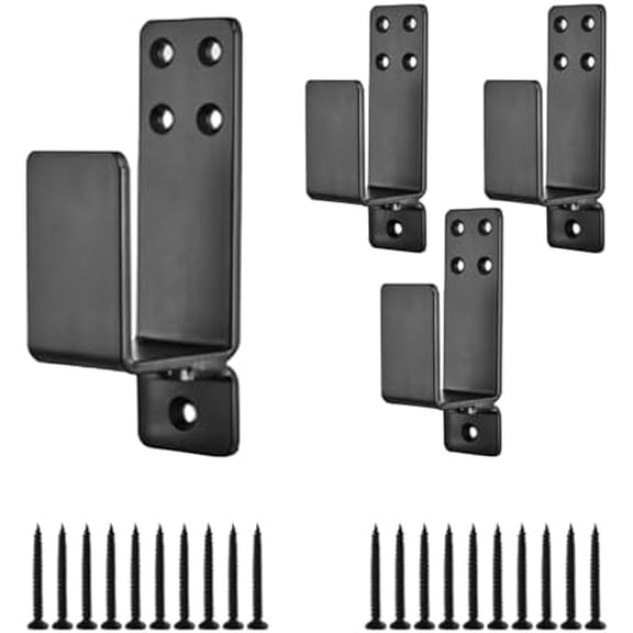 4 Pcs Door Barricade Brackets, Door Metal Bar Bracket for 2X4 Lumber Door Brace Security Bar as Home, Barn, Shed, Garage, Gate Security Door Reinforcement (Black)$$Tools & Hardware Other