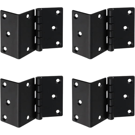 4 Pcs Door Hinge Black 2.76" Half-Surface Chest Hinges Metal 3-Fold Bending Cabinet Offset Hinges for Closet Doors Window Boxes DIY Woodworking