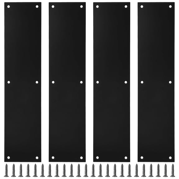 4 Pcs Door Kick Plate 3.5 x 15 in Black Stainless Steel Push Door Plate, Heavy Duty Protector for Bottom of Doors, Includes 24 Screws