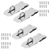 4 Pcs Door Locks Hasp Latch, 5 Inch Stainless Steel Safety Packlock Clasp, Extra Thick Gate Lock with Screws, Brushed Finish, for Gate, Cabinet, Closet, Shed 5inch