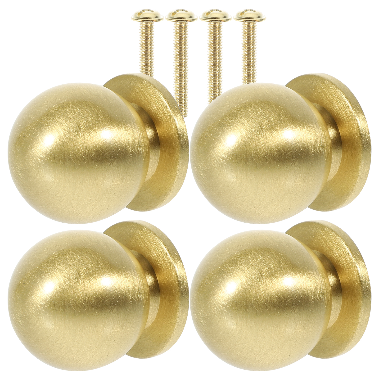 4 Pcs Doorknob Knobs Pure Brass Handles Gold Drawer Closet
