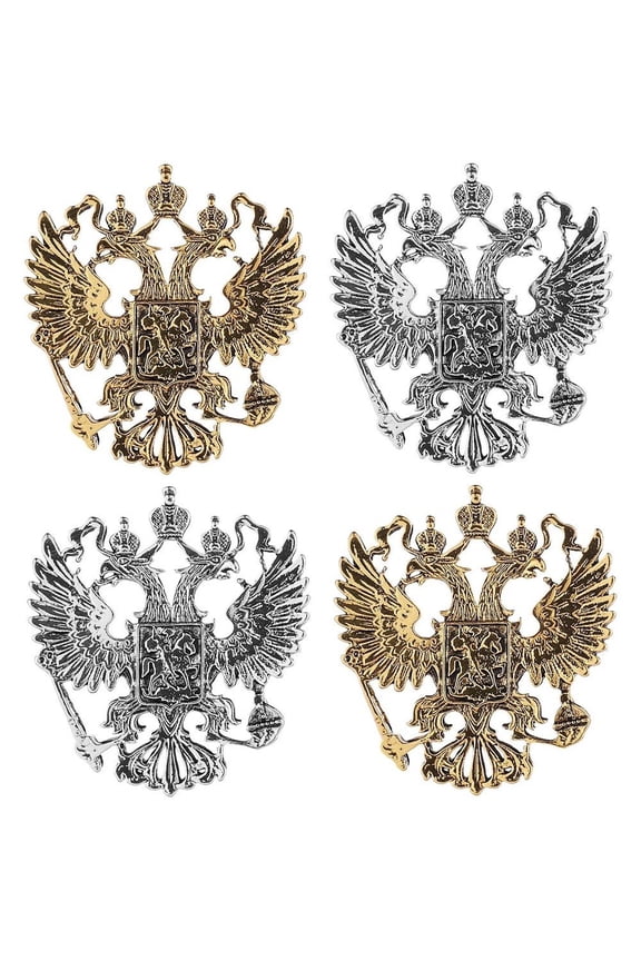 4 Pcs Double Headed Eagle Brooch Pins Two Headed Eagle Crown Lapel Pin Collar Breastpin Vintage Badge Coat Suit Skirt Jewelry for Men Women