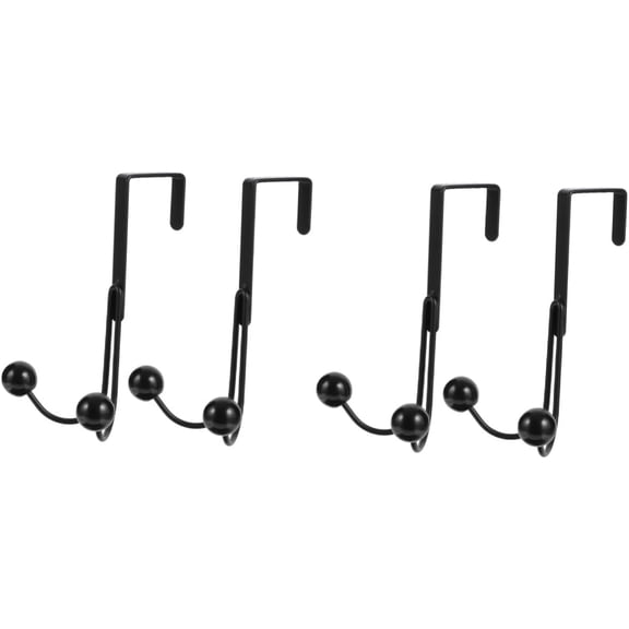 4 Pcs Double Hook Wall Clothes Rack Locker Hooks Black Clothes Hangers Coat Hook Organizer Reversible Hanging Hook Over Door Storage Rack Door Hanger Hook Bedroom Hook Coat Hooks