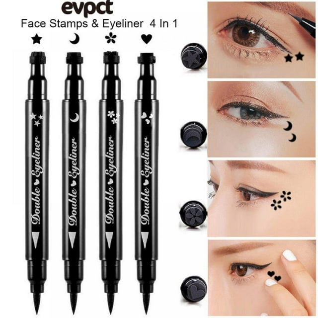 4 Pcs Double-headed Liquid Eyeliner Stamp Pen Set, Eye Liners for Women ...