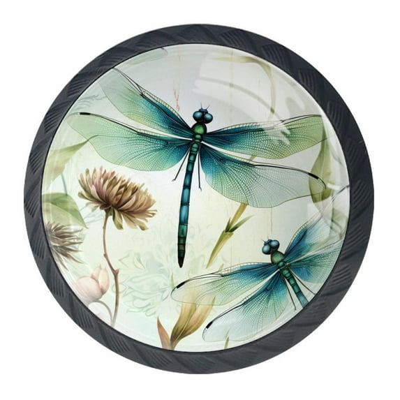 4 Pcs Dragonfly Knobs for Kitchen Cabinet Cupboard Dresser Bookcase Drawer Pulls Handles Round Home Decor