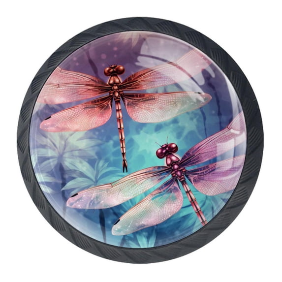 4 Pcs Dragonfly Knobs for Kitchen Cabinet Cupboard Dresser Bookcase Drawer Pulls Handles Round Home Decor