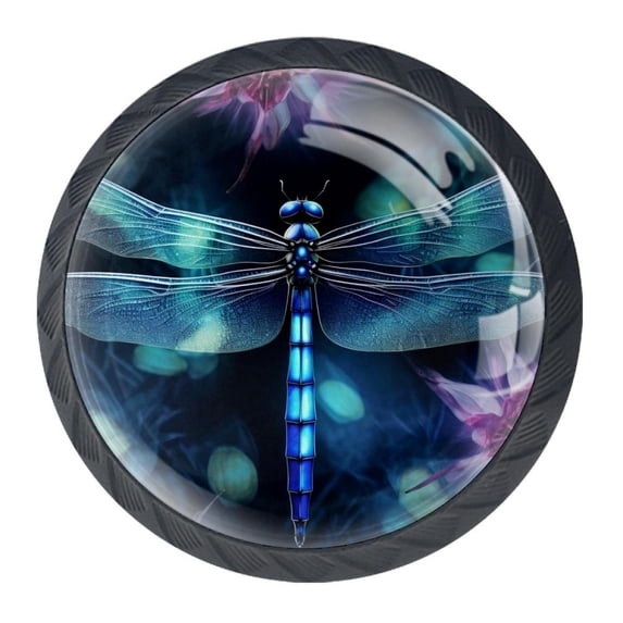 4 Pcs Dragonfly Knobs for Kitchen Cabinet Cupboard Dresser Bookcase Drawer Pulls Handles Round Home Decor