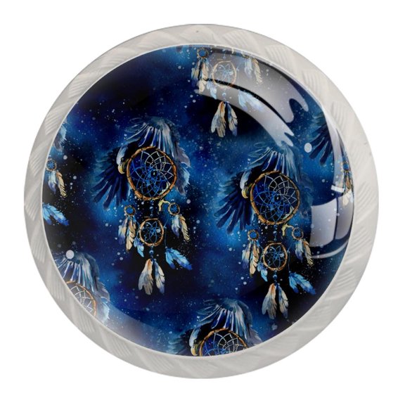 4 Pcs Dream Catcher Knobs for Kitchen Cabinet Cupboard Dresser Bookcase Drawer Pulls Handles Round Home Decor