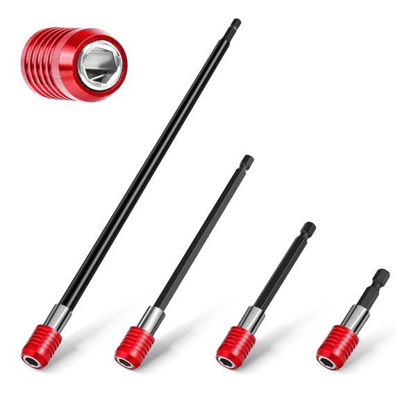 4 Pcs Drill Bit Extension 2/4/6/12’’,Magnetic Drill Bit Holder Set,1/4’’ Hex Drill Extension Bit Holder For Impact Driver Steel Quick Release For Screwdriver Bit Nut Drill Socket